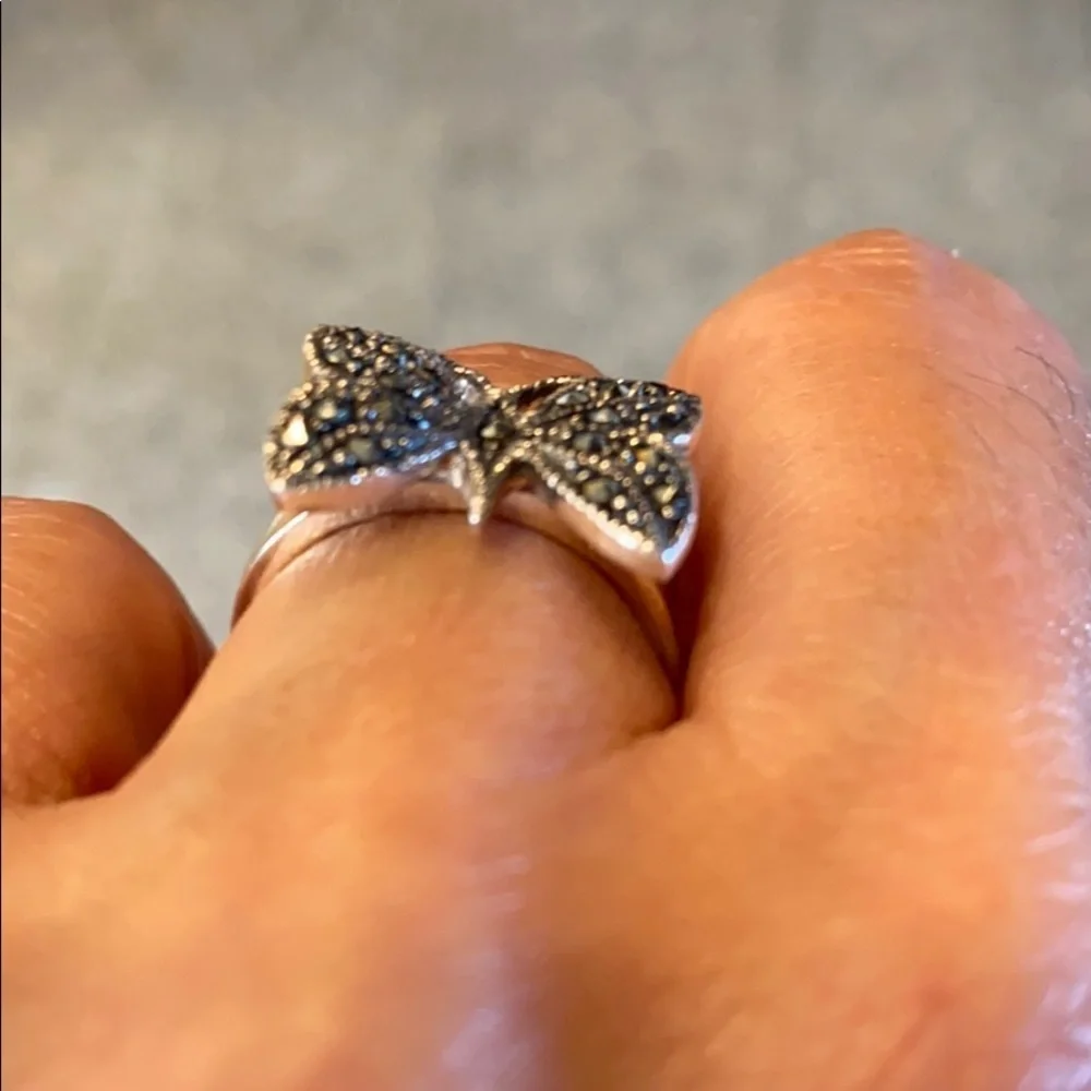 New Black Oxidized Butterfly Ring CZ Ring size 6